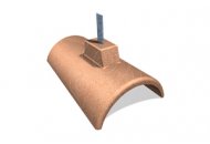 Betonová střešní taška KB-Blok Selská - Hřebenáč s držákem na hromosvod cihlový