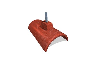 Betonová střešní taška KB-Blok Lučanka - Hřebenáč s držákem na hromosvod červenohnědý