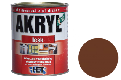 Univerzální vodou ředitelná akrylátová barva HET Akryl LESK 0,7+0,2 kg hnědá