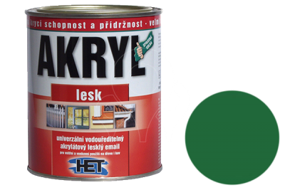 Univerzální vodou ředitelná akrylátová barva HET Akryl LESK 0,7+0,2 kg zelená