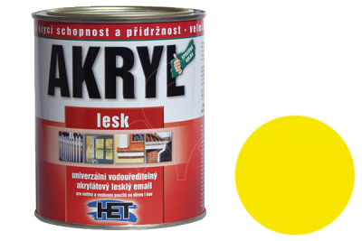 Univerzální vodou ředitelná akrylátová barva HET Akryl LESK 3 kg žlutá