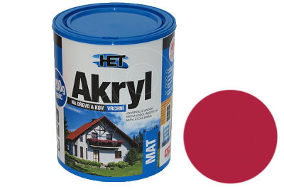 Univerzální vodou ředitelná akrylátová barva HET Akryl MAT 0,7+0,2 kg červená