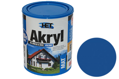 Univerzální vodou ředitelná akrylátová barva HET Akryl MAT 0,7+0,2 kg modrá