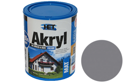 Univerzální vodou ředitelná akrylátová barva HET Akryl MAT 0,7+0,2 kg šedá