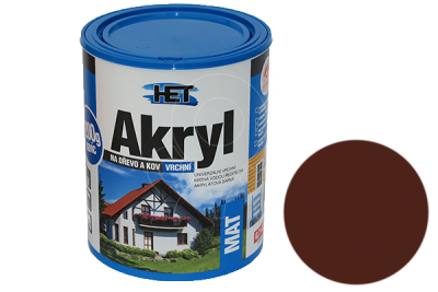 Univerzální vodou ředitelná akrylátová barva HET Akryl MAT 0,7+0,2 kg tmavě hnědá