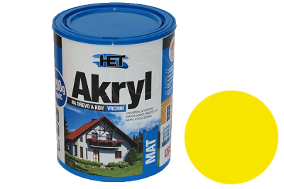 Univerzální vodou ředitelná akrylátová barva HET Akryl MAT 12 kg žlutá